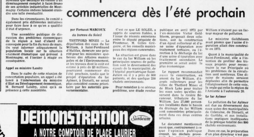 DÉPOLLUTION DU LAC WILLIAM (1977)