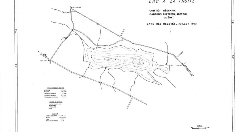 Carte bathymétrique du lac à la Truite 1963